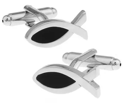 Cartoon Pictograms Little Black Fish Cufflinks