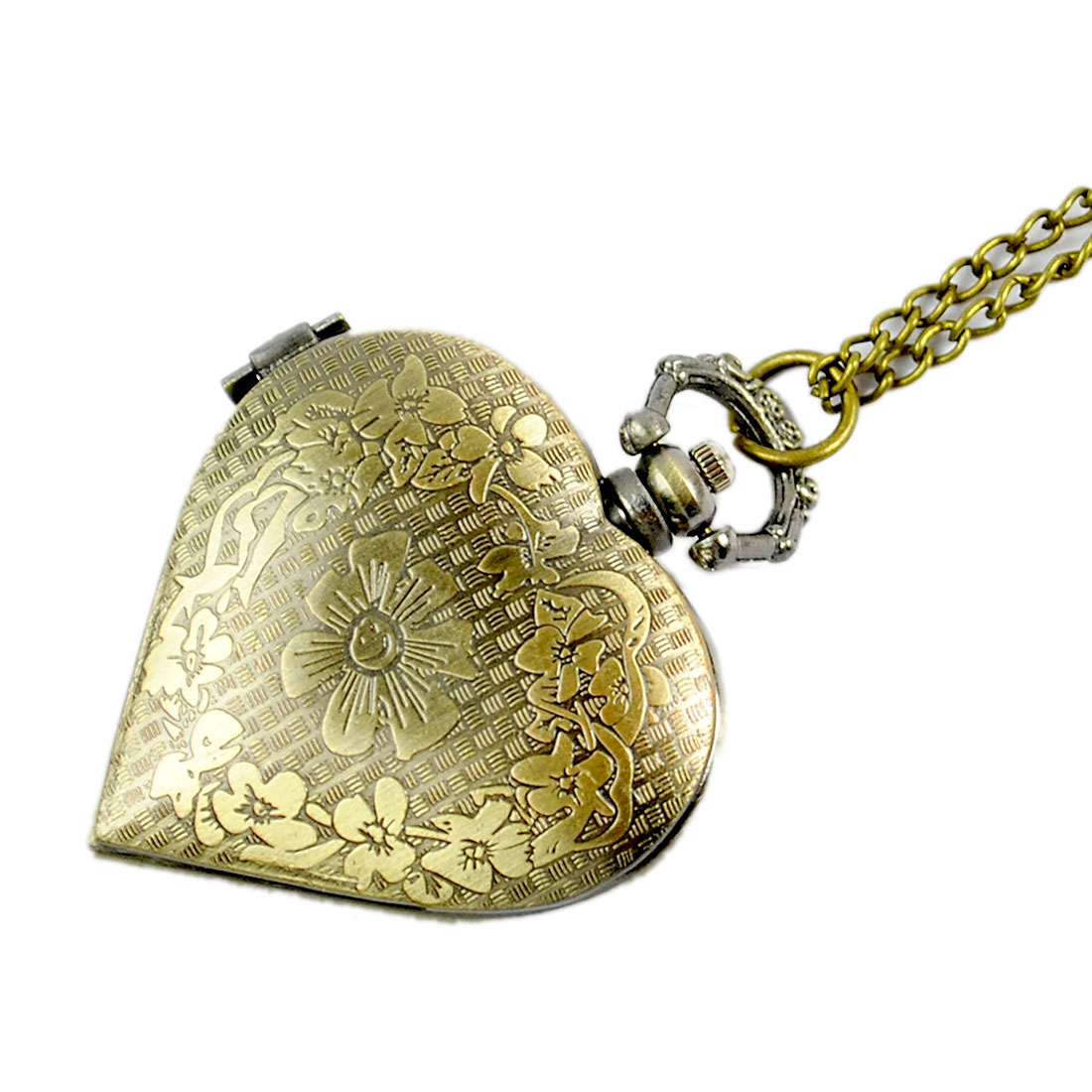 Bronze Peach Heart Electronic Quartz Pocket Watch