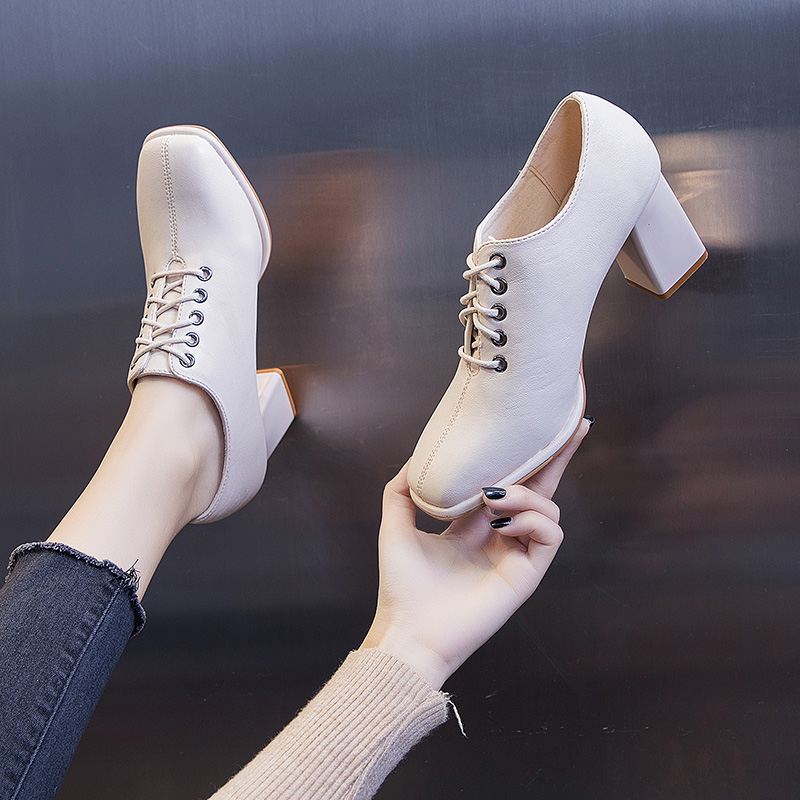 New Spring Spring And Autumn Deep-Mouth Mid-Heel Women's Shoes