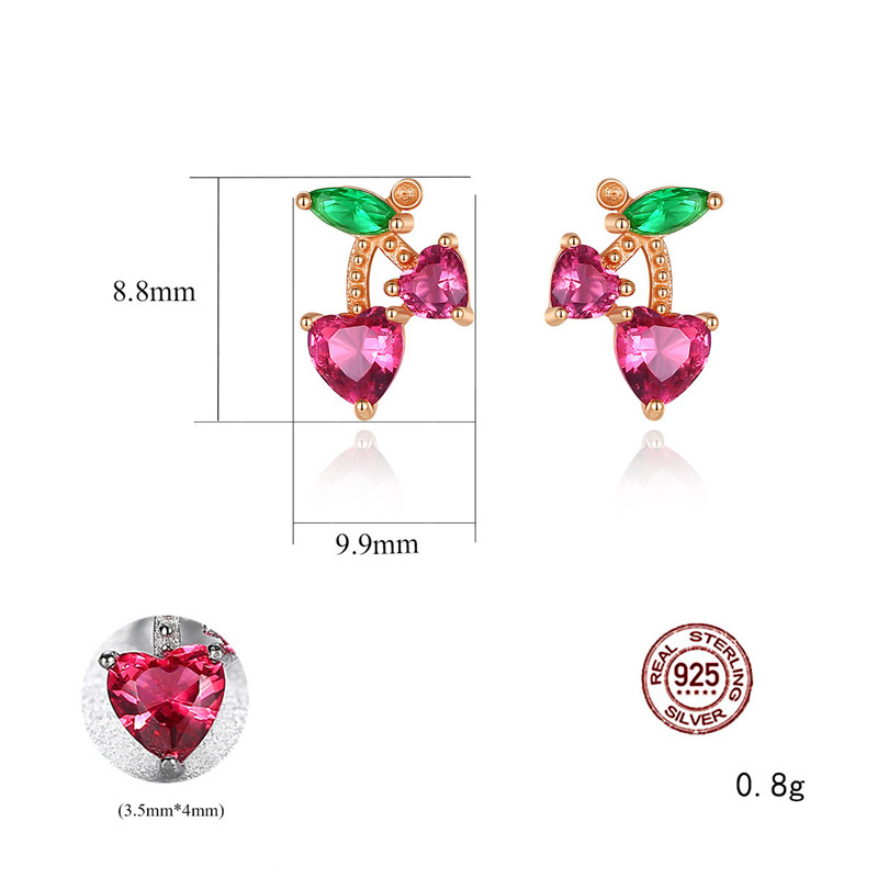Korean Version of Fresh and Simple Small Cherry Earrings