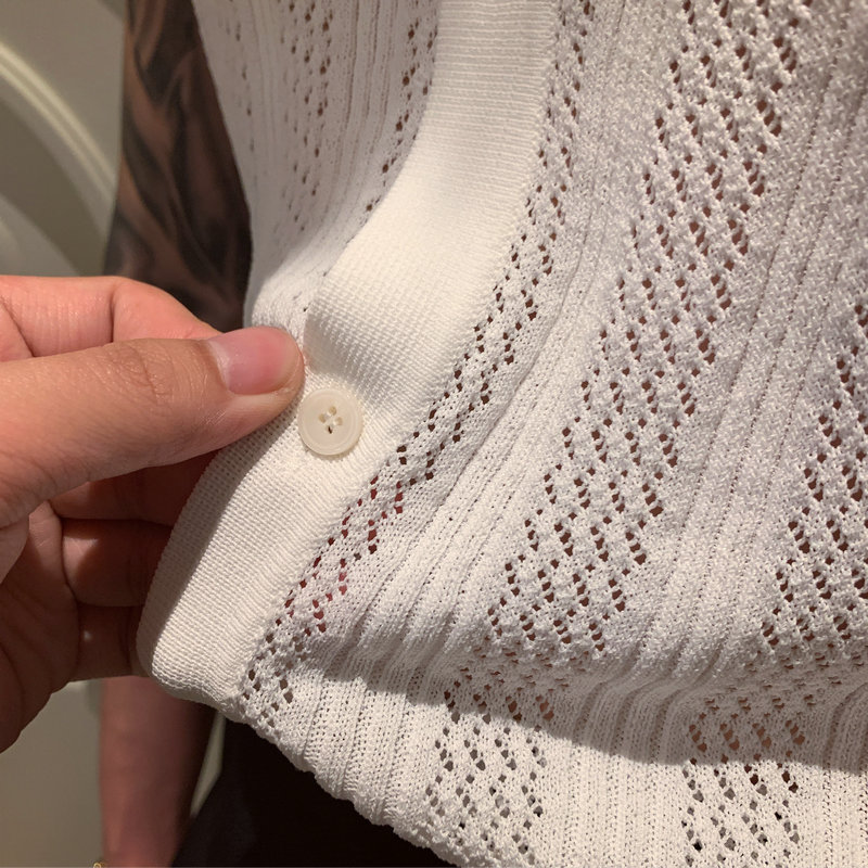 Knitted Short-Sleeved Shirt Male Korean Fashion Youth Handsome Trendy Shirt