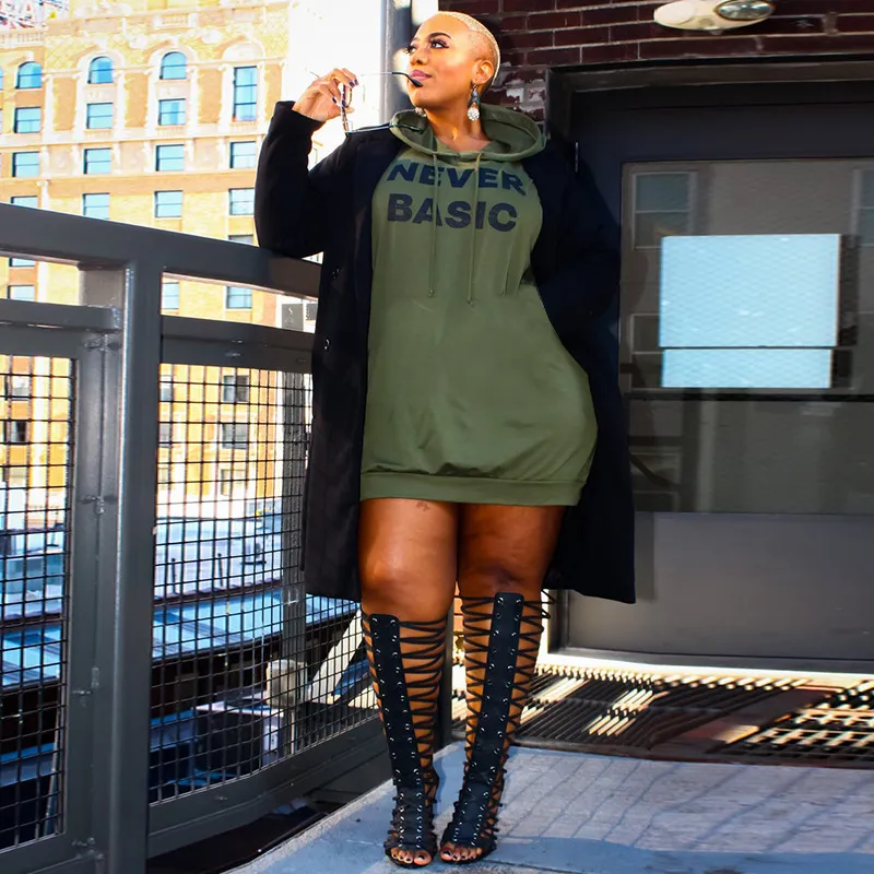 Fat Women Plus Size Hoodies For Female Big Blouse Hooded Top - Green