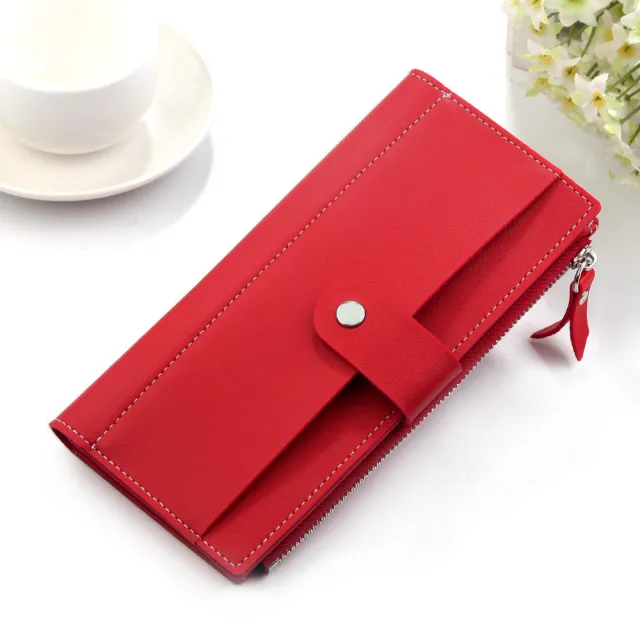 New Ladies Wallet Long Mobile Phone Bag Multifunctional Clutch Red - Shop at LoveMi