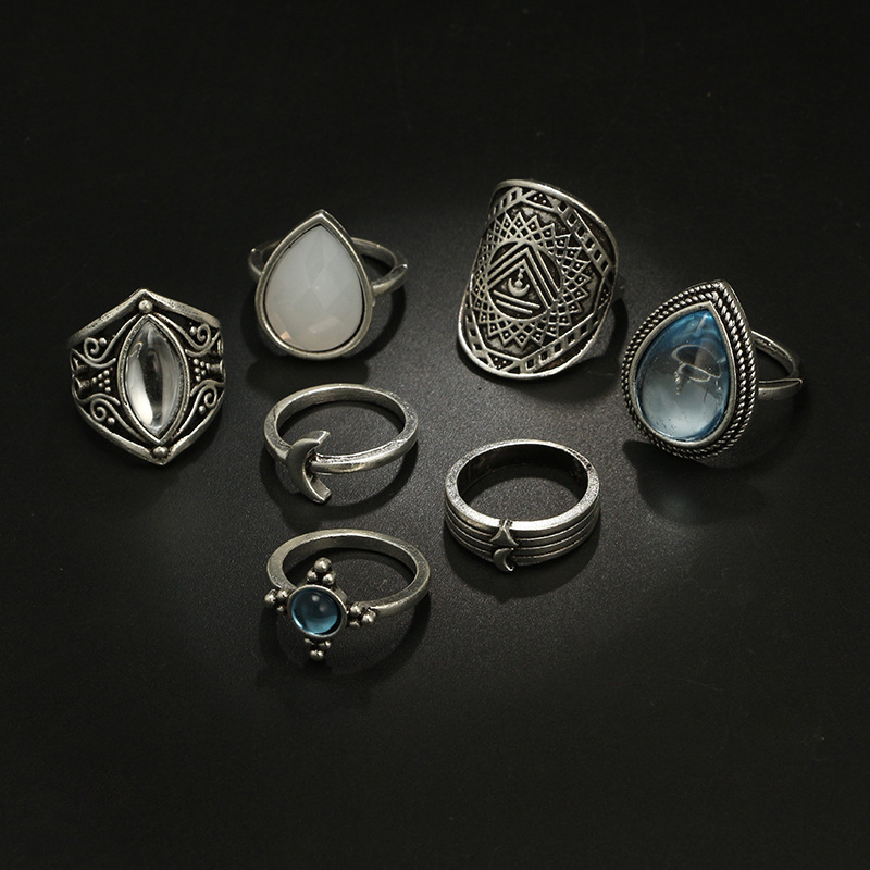 Vintage Gemstone 7-Piece Joint Ring