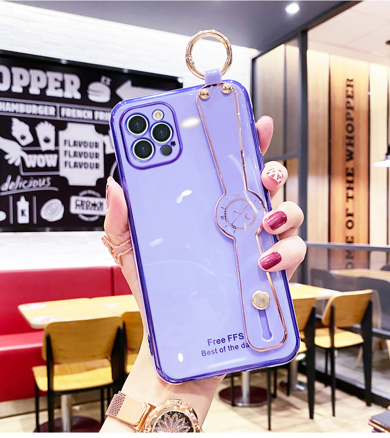 Compatible with Apple, Compatible with Apple , Electroplating Mobile Phone Case Wristband 6D Fine Hole All-Inclusive iPhone Case