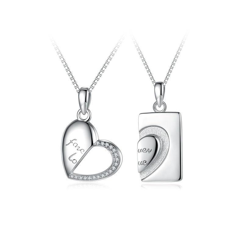 Love Two-in-one Couple Necklace Female S925 Sterling Silver Tide Men and Women Clavicle Chain