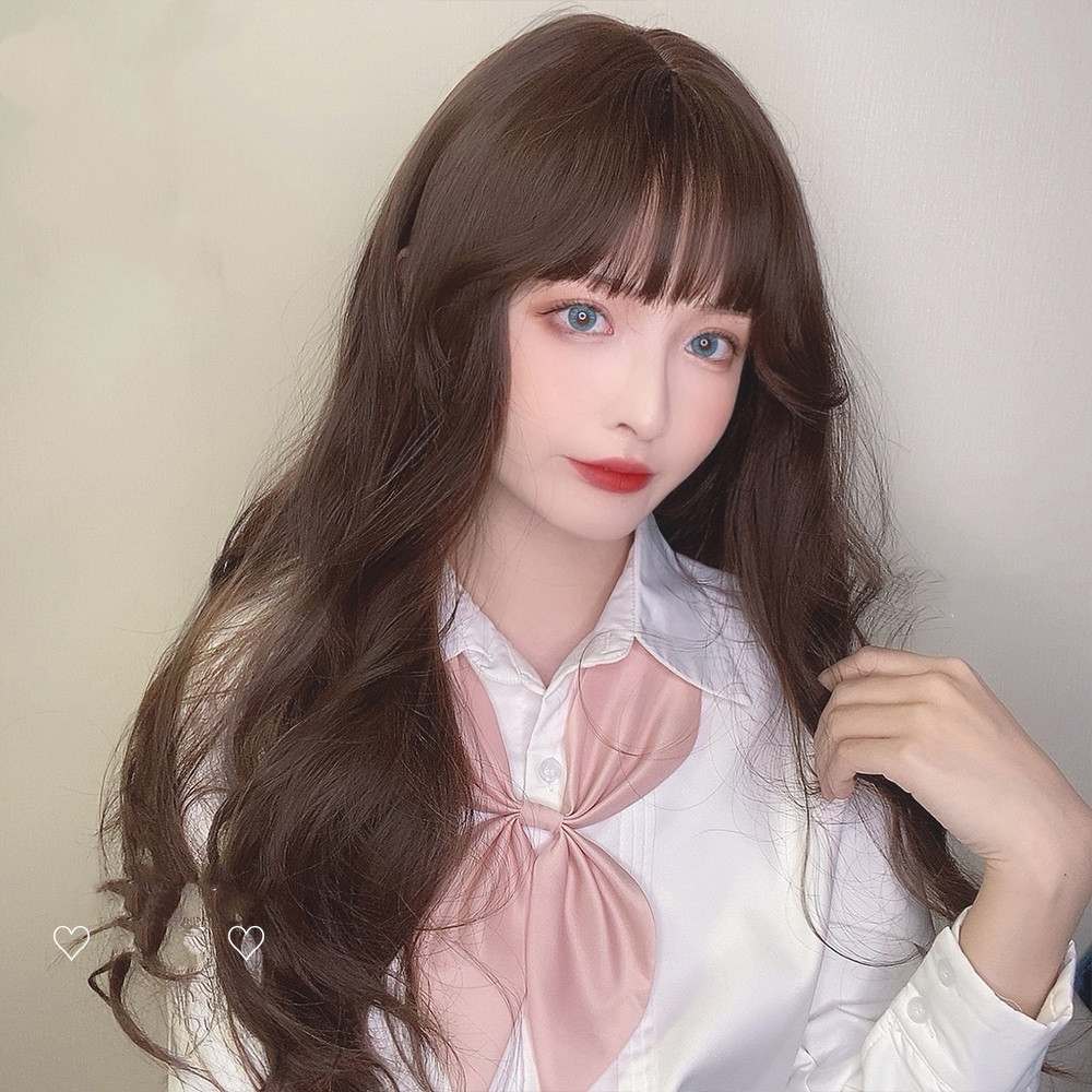 Humming Wig Female Long Hair Long Curly Hair Naturally Realistic Full Hair Set Net Red Girl Daily Fake Hair