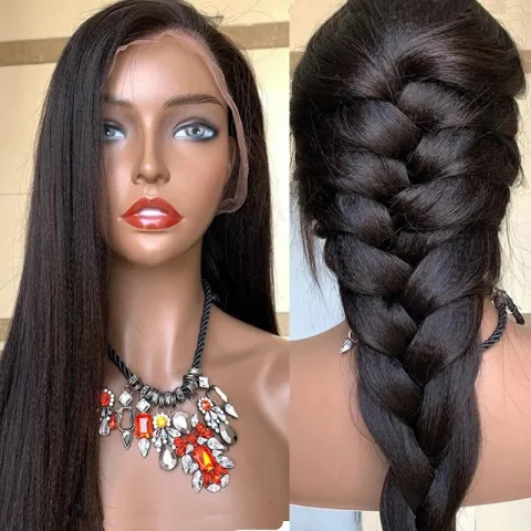 Wig Mid-Point Black Long Straight Hair High Temperature Silk