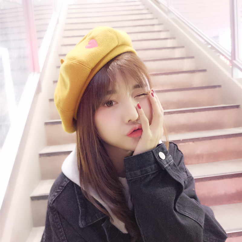 The Woollen Love Beret Korean Version Sweet