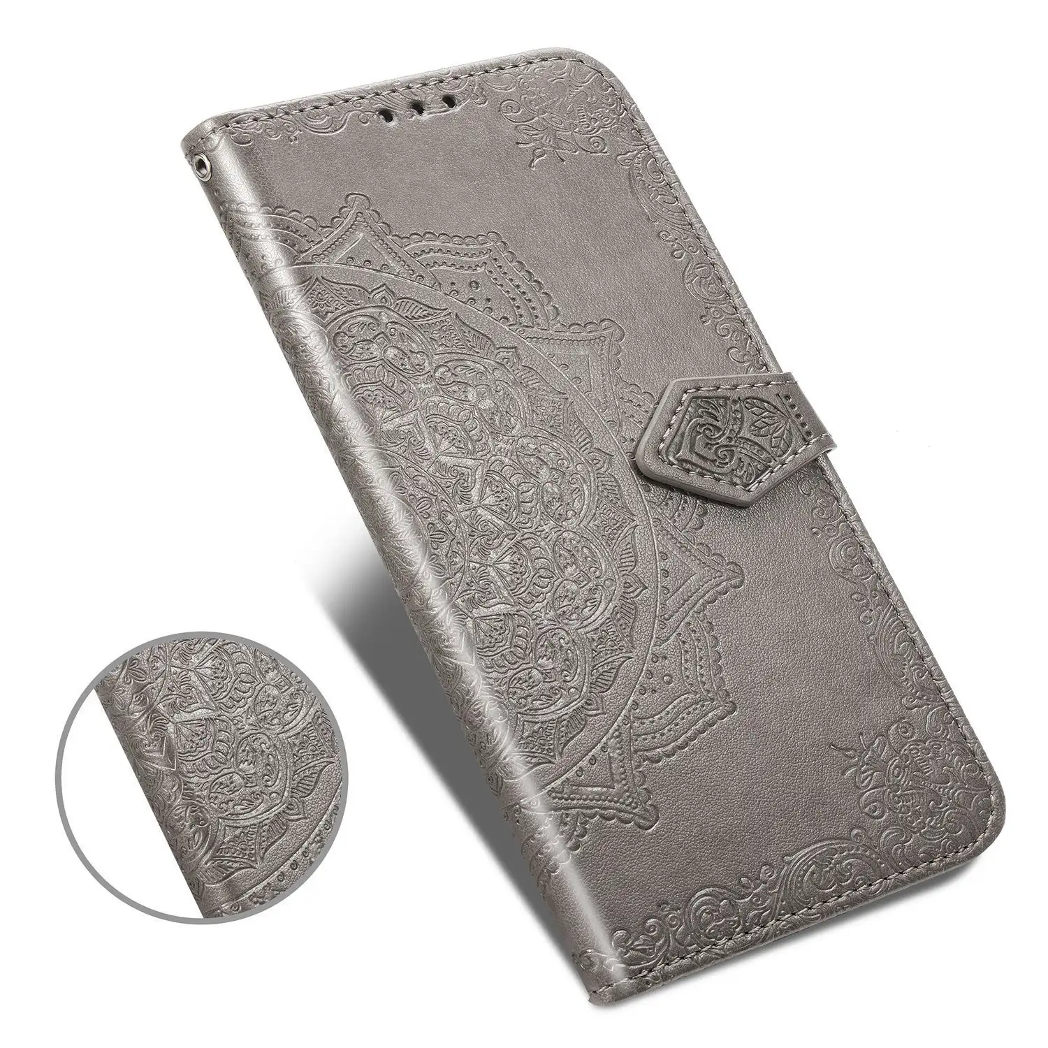 Card Solid Color Press Flip Leather Case