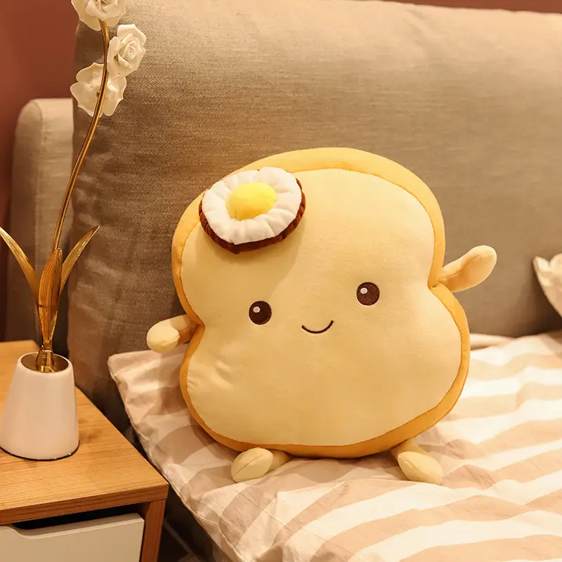 Cute Poached Egg Toast Bread Doll Sofa Cushion