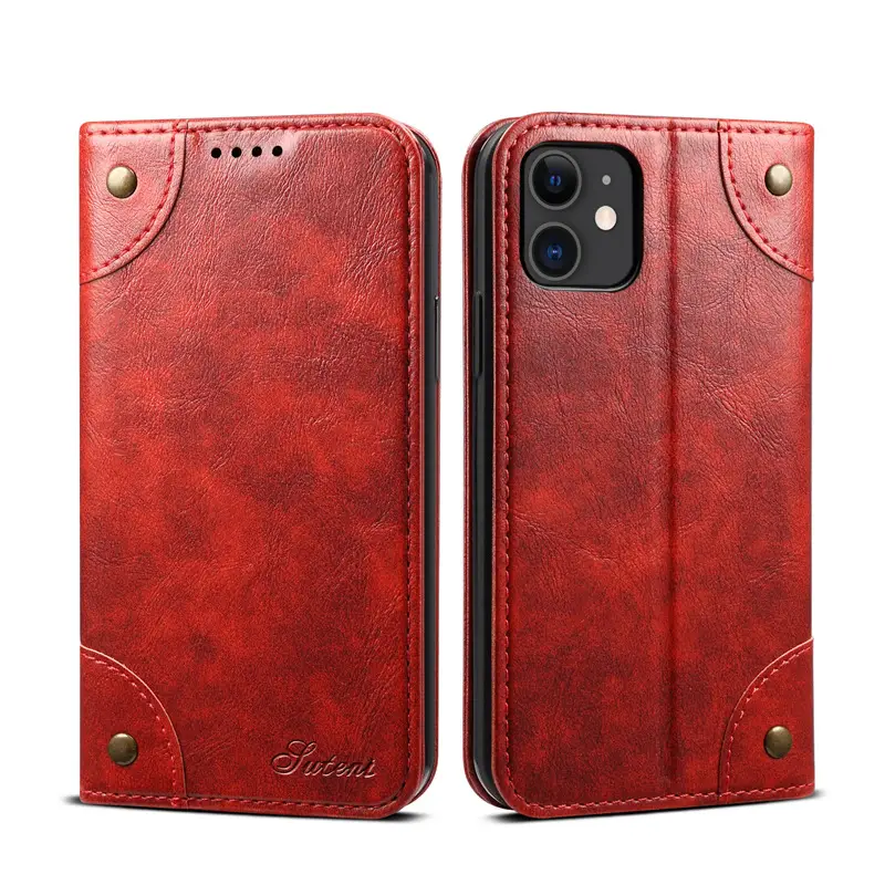 Oil Wax Retro Book Mobile Phone Protective Case