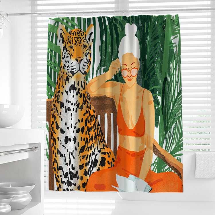 Illustrated Pattern Digital Printing Shower Curtain