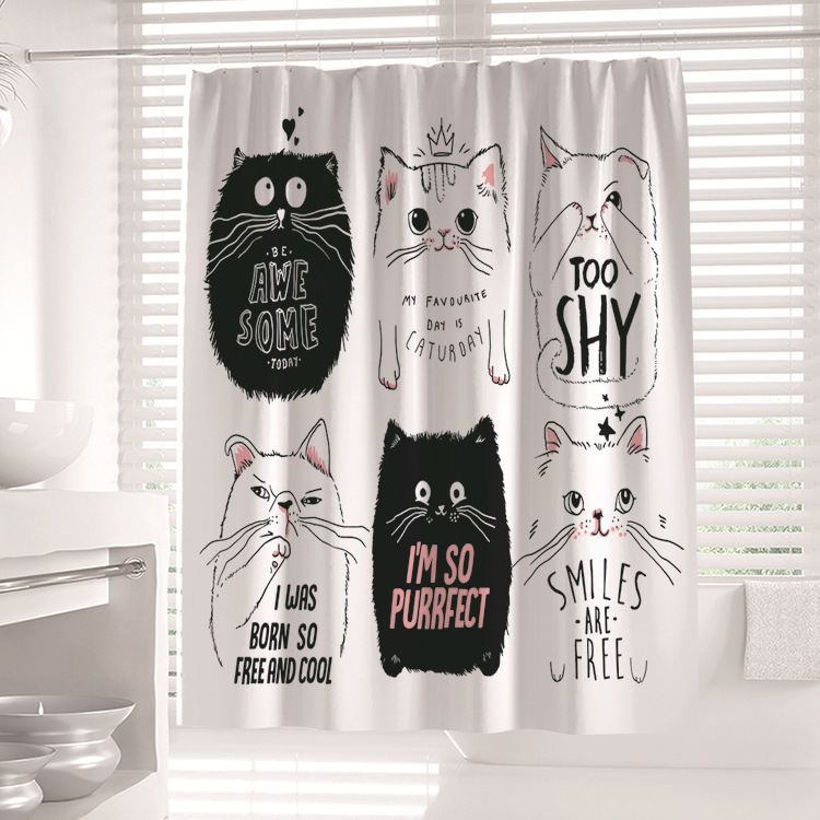 Illustrated Pattern Digital Printing Shower Curtain