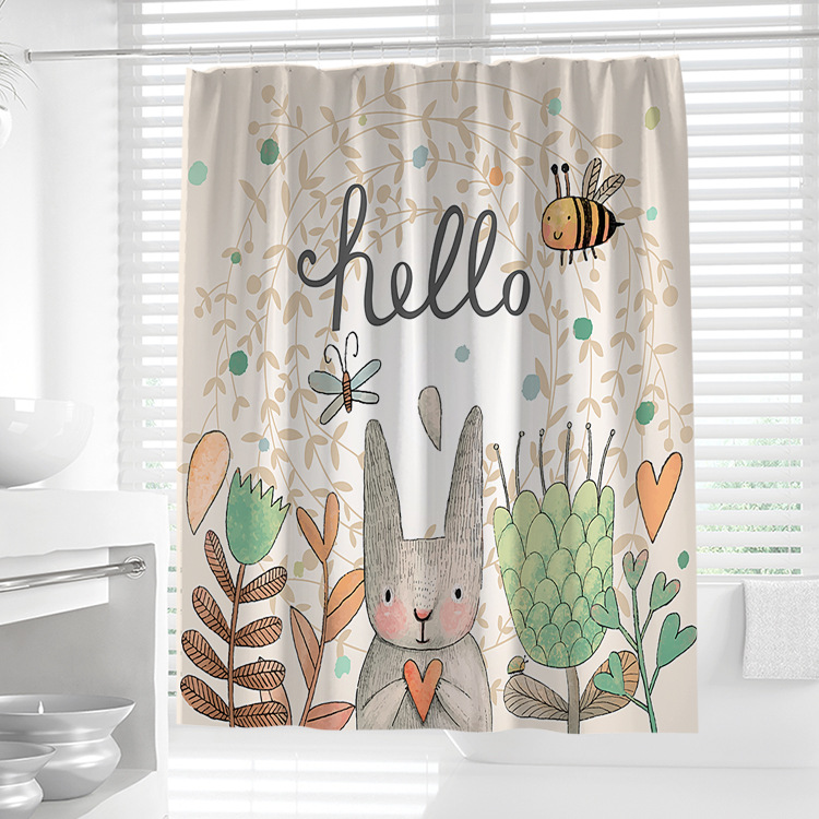 Illustrated Pattern Digital Printing Shower Curtain