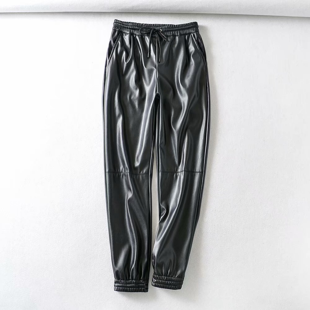 Elastic Waist Drawstring Solid Color Fashion Jogging Pants