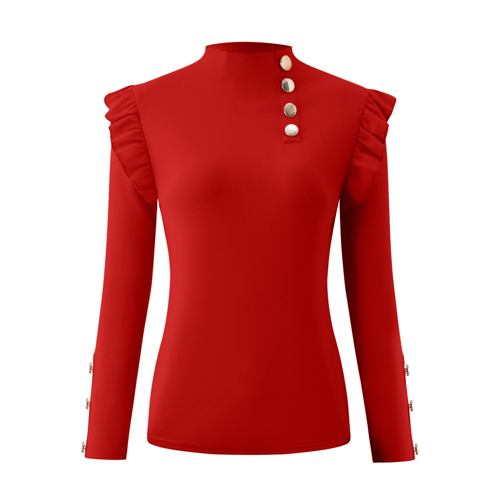 Pit Striped Ruffle Bottoming Shirt Top