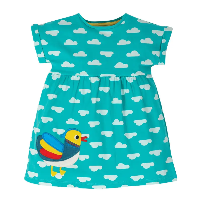 Summer New Style Cotton Short Sleeve Girls Dress