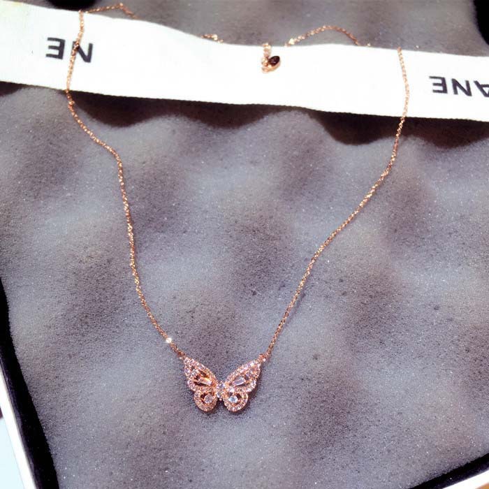 Mori Rose Gold Temperament Smart Butterfly Pendant Necklace