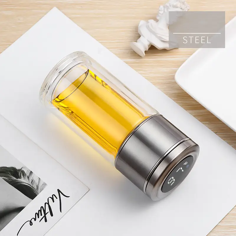 Intelligent Temperature Display Double Glass Tea Water Separation Cup
