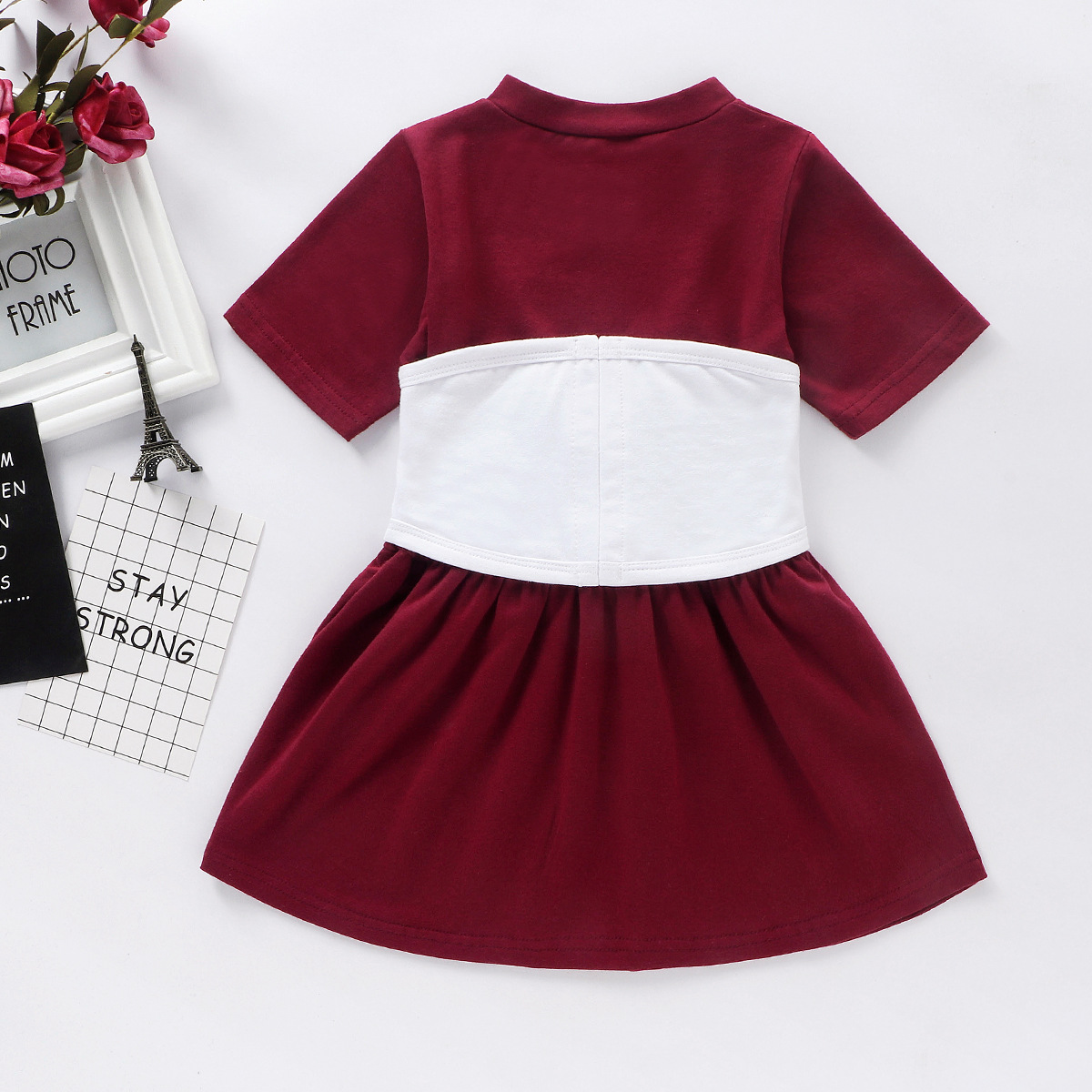 Girls Short Sleeve White Belted Dress
