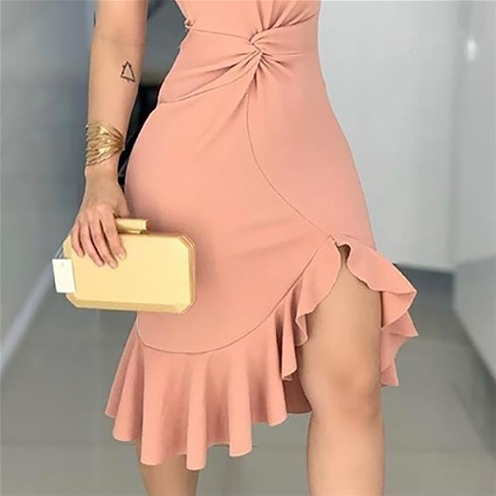 One-shoulder Kink Dress European And American