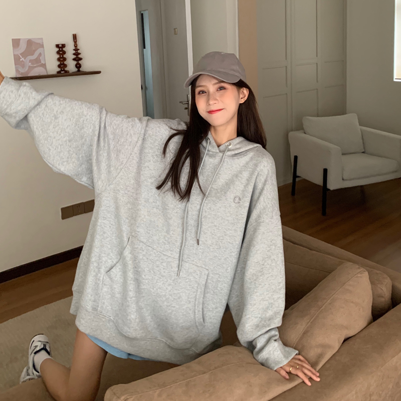 Soft Milk Blue Salt Hooded Sweater Coat