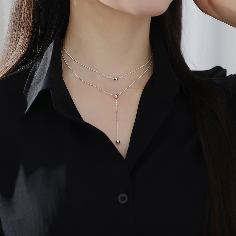 Double Round Bead Clavicle Chain Fashion