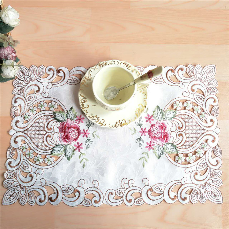 Pastoral Embroidery Tablecloth Placemat Hollow Plate Cushion