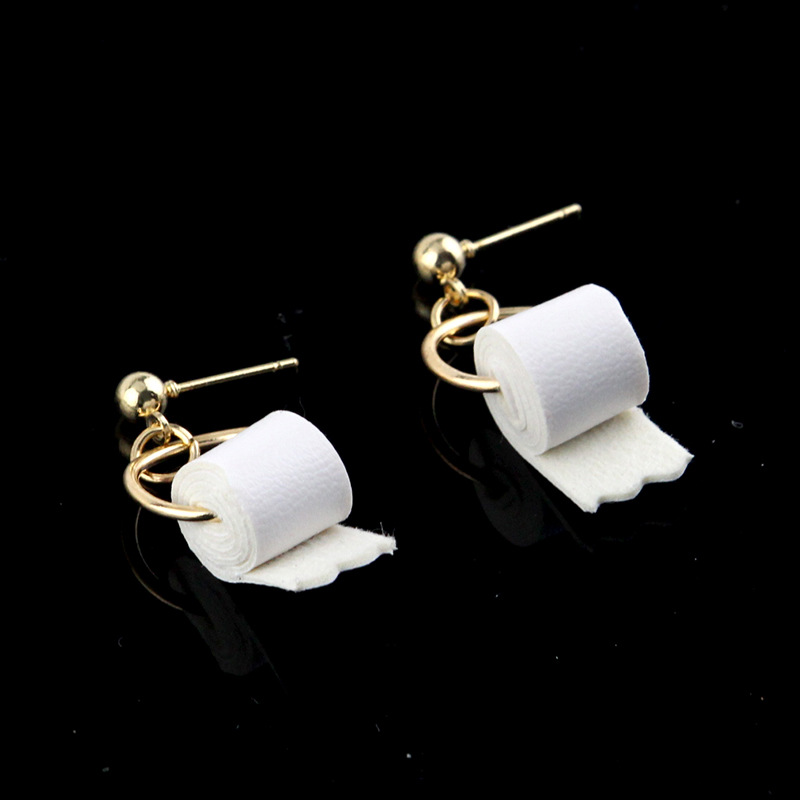 Paper Roll Ear Hook Toilet Paper Earrings