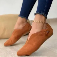 Women's Short Boots Pointed Flat Casual Shoes - Brown - View 1