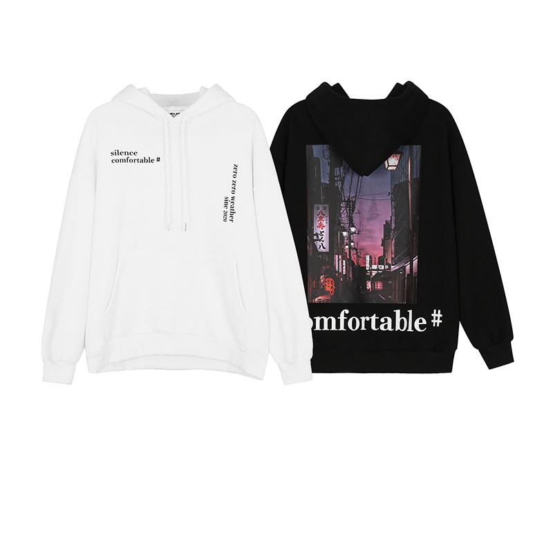 Hong Kong Style Printed Letter Sweater Men Loose