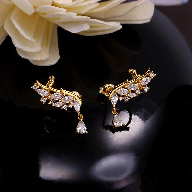 Angel Wings Earrings Female Silver Drop Tassel Fashion Temperament Net Red Earrings