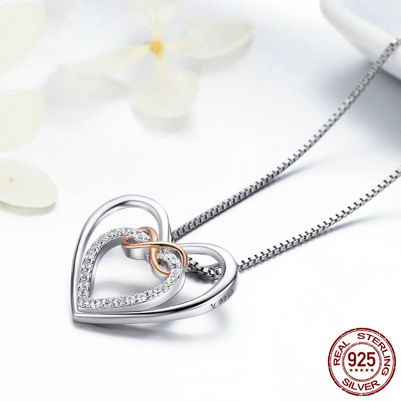 S925 Sterling Silver Smart Heart-shaped Gold-plated Pendant Necklace