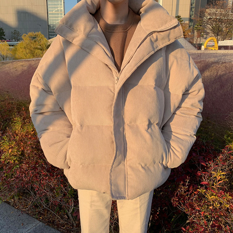 Loose Stand-up Collar Korean Style Cotton Jacket Solid Color