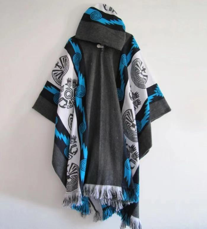 Retro Ethnic Totem Men's Knitted Sweater Cloak