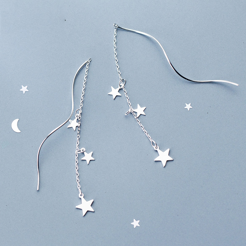 Fashion Size Star Wave S925 Silver Earrings