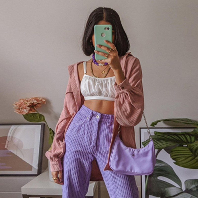 Title 4, American Retro Taro Purple Corduroy Casual Trou...