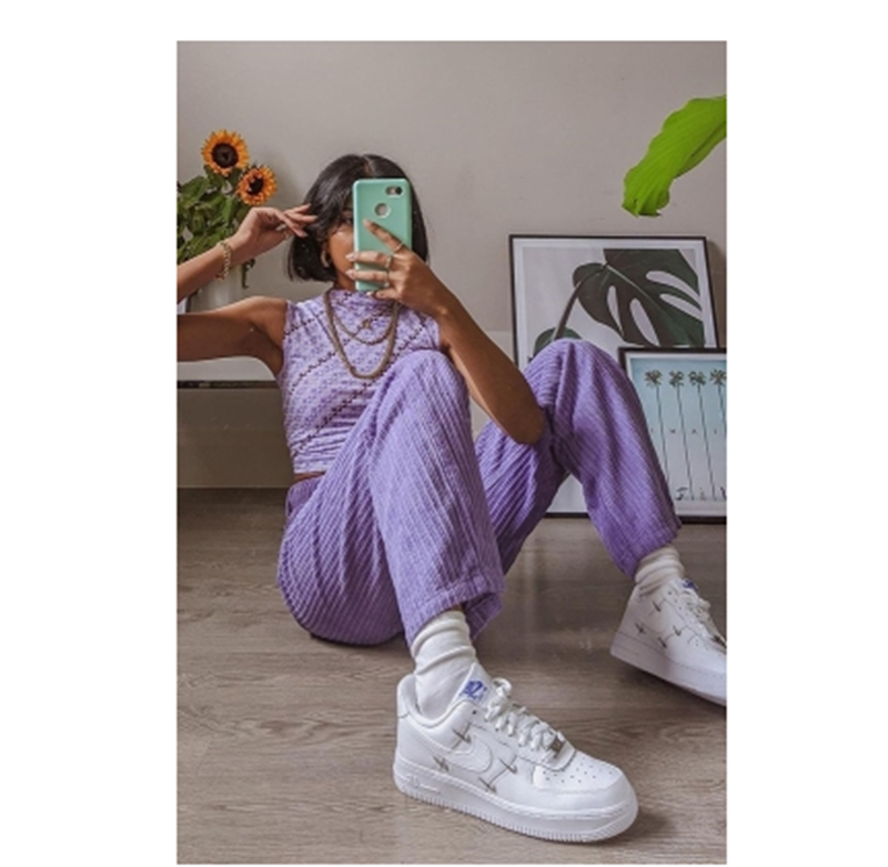 Title 3, American Retro Taro Purple Corduroy Casual Trou...