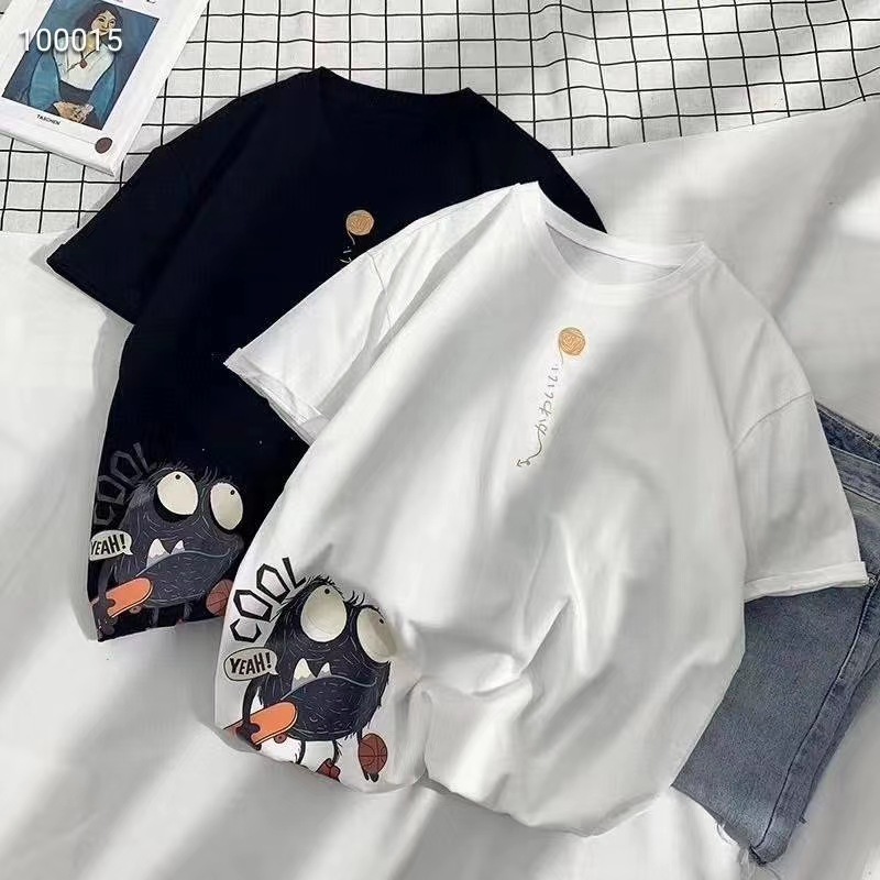 Lovers Wear White Cotton Round Neck Short Sleeve Loose Top