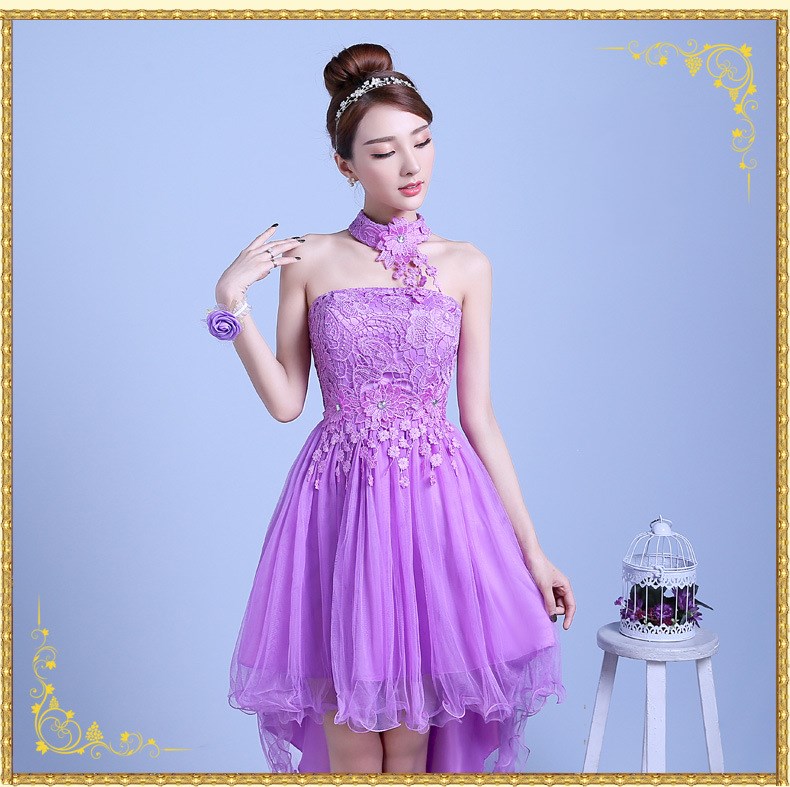 Short Front And Back Long Tube Top Short Bridal Bridesmaid Dress