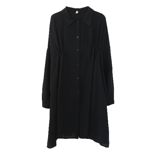 New Literary Loose Casual All-Match Cardigan Mid-Length Long-Sleeved Doll Collar Shirt