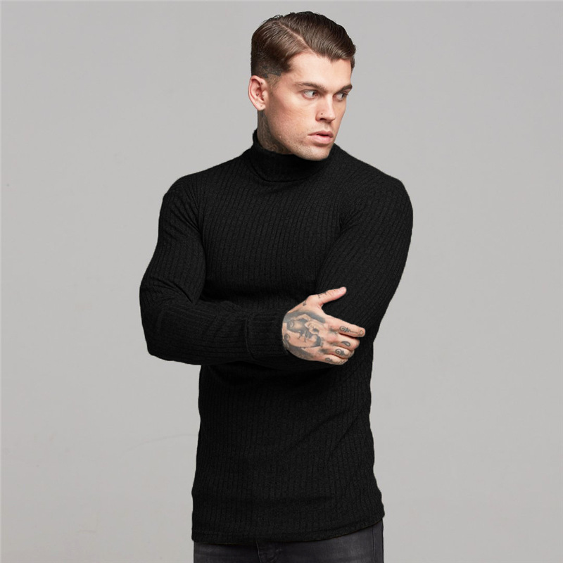 High Neck Long Sleeve t-shirt Men's Sports Bottoming Shirt