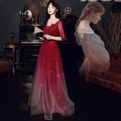 Black Annual French Dinner Dresses - Wine - View 1