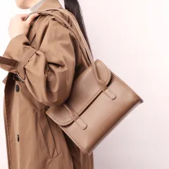 Design Large Capacity Square Bag Double Shoulder Strap Commuting - Coffee - View 1