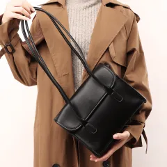 Design Large Capacity Square Bag Double Shoulder Strap Commuting - Black - View 1