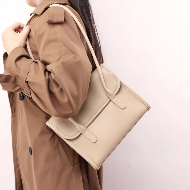 Design Large Capacity Square Bag Double Shoulder Strap Commuting White - Shop at LoveMi