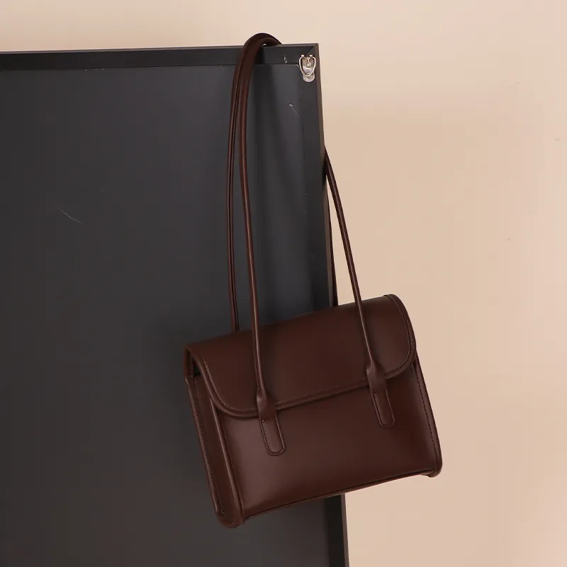 Design Large Capacity Square Bag Double Shoulder Strap Commuting - Brown