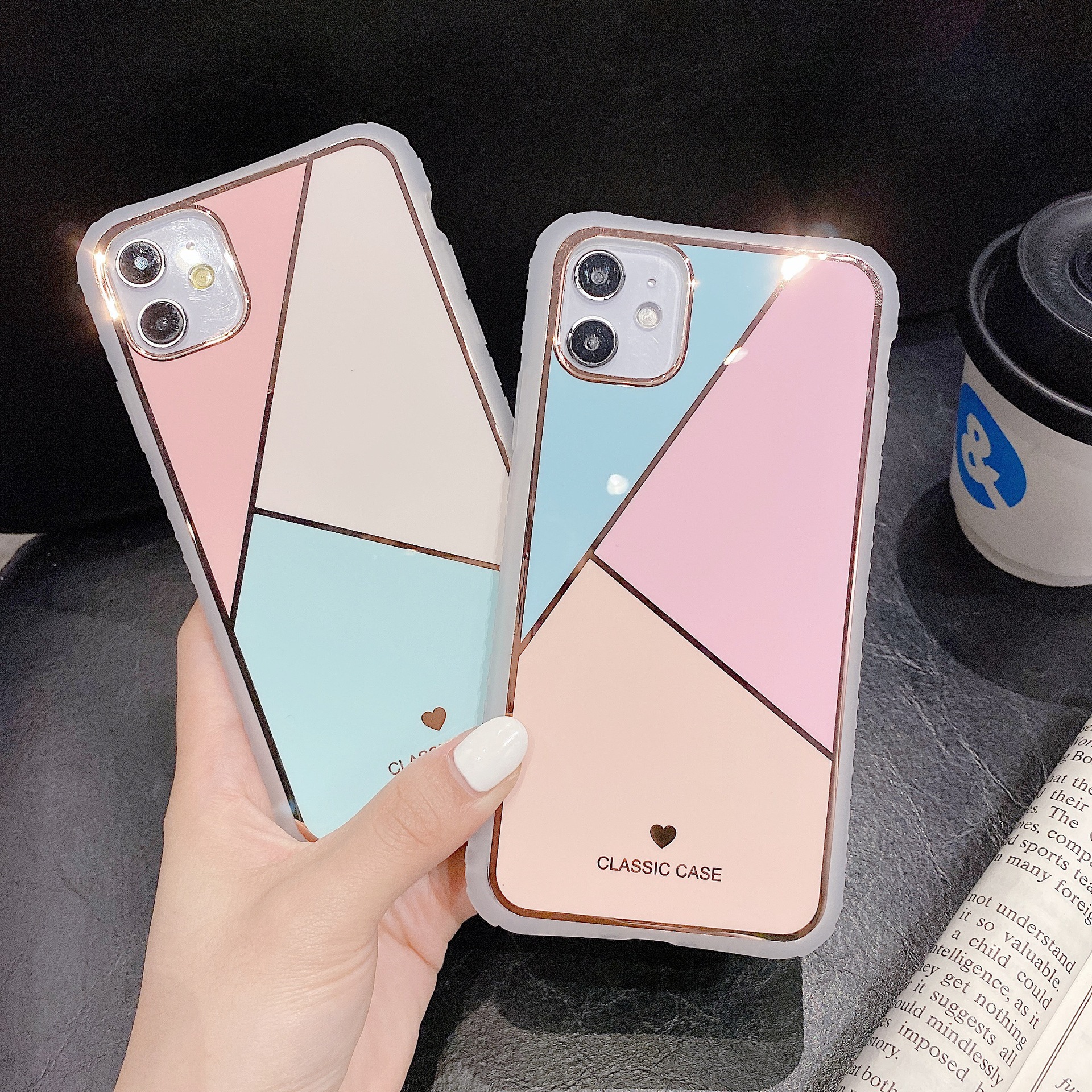 Electroplating Stitching Geometric Small Waist Phone Case - Image 5