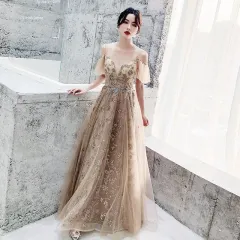 New style Sling Fantasy Fairy Temperament Birthday Party Host Dress Skirt Long - Champagne-2Xl - View 1